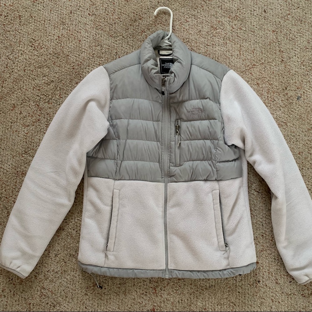 White/grey north face jacket